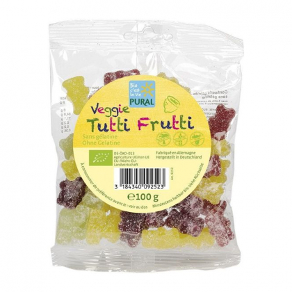 Bonbons bio - Oursons Tutti frutti sans gélatine - 100g