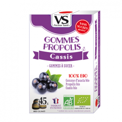 Gommes propolis au cassis bio sans sucre - 45g