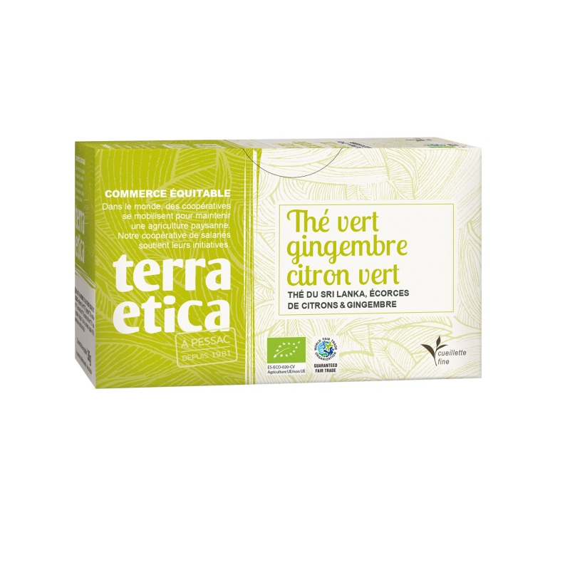 Thé vert gingembre et citron vert - 20 sachets