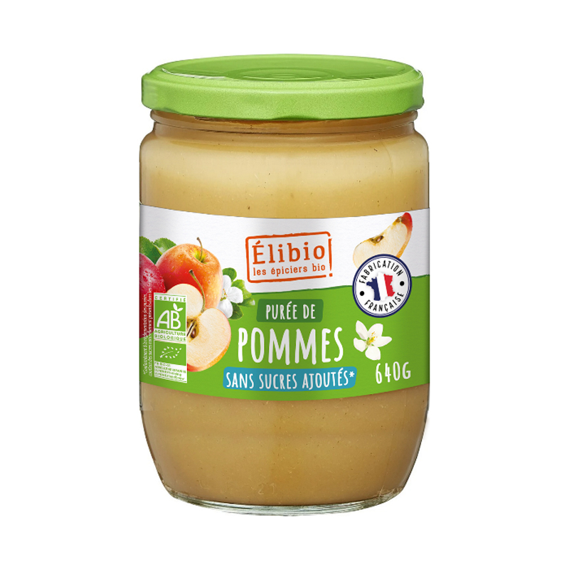 Purée de pomme bio sans sucres ajoutés - 640g