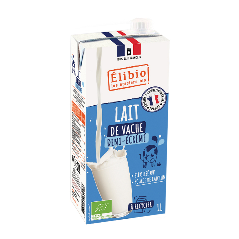 Lait UHT 1/2 écrémé bio – Brique de 1l