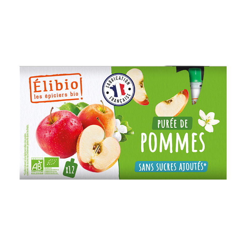 Purée de pomme bio – 12 gourdes de 90g