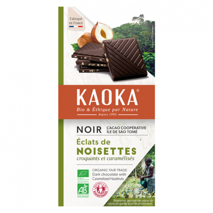 Chocolat noir 66% São Tomé aux éclats de noisettes - 100g