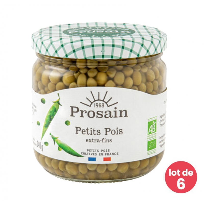 Petits pois extra fins bio et préparés - Lot 6 x 345g