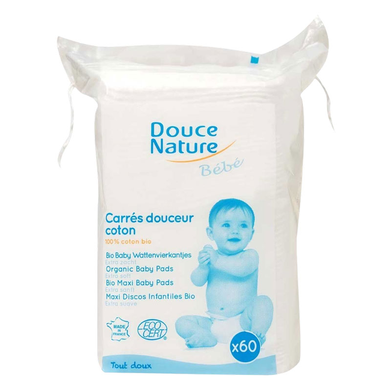 Carrés douceur coton pour bébé - 60 pièces