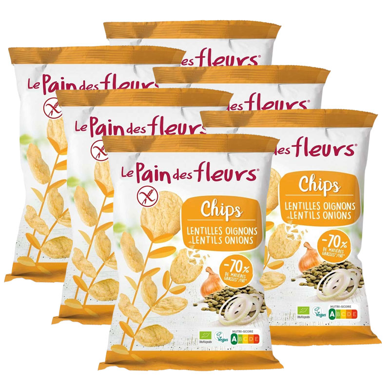 Chips aux lentilles et oignons sans gluten - Lot de 6x50g