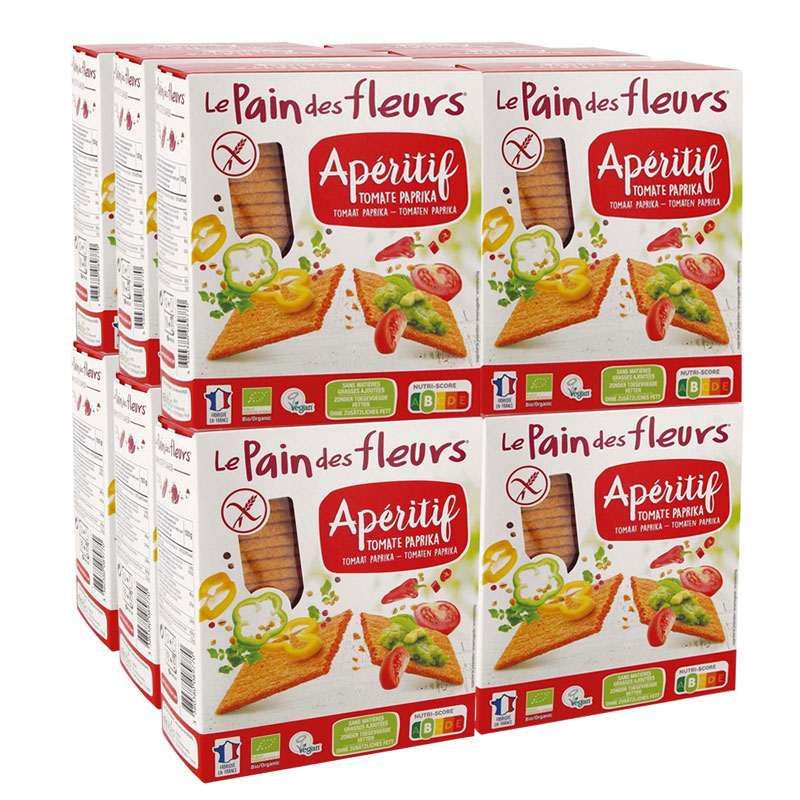 Tartines craquantes apéritif sans gluten - Tomate paprika - Lot de 12 x 150g