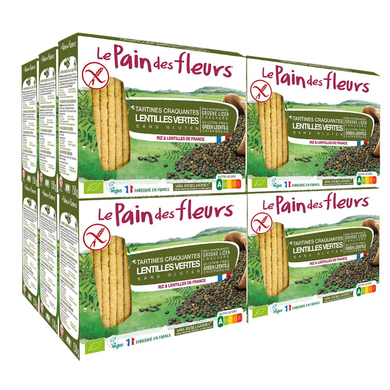 Tartines craquantes aux lentilles vertes sans gluten - Lot de 12x150g