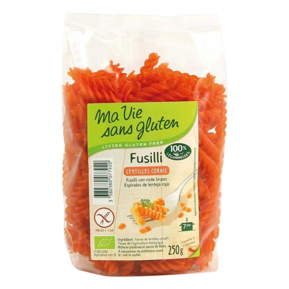 Fusilli lentilles corail sans gluten - 250g