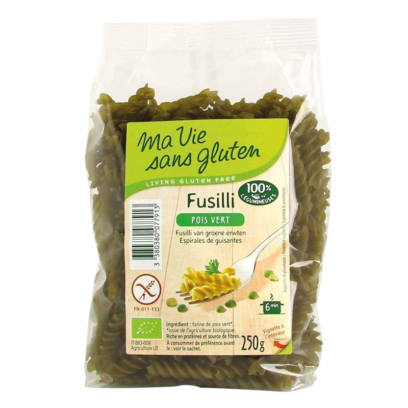 Fusilli pois vert sans gluten - 250g