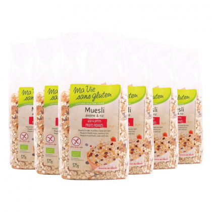 Muesli sans gluten - Fruits rouges, avoine & riz - Lot de 6x375g