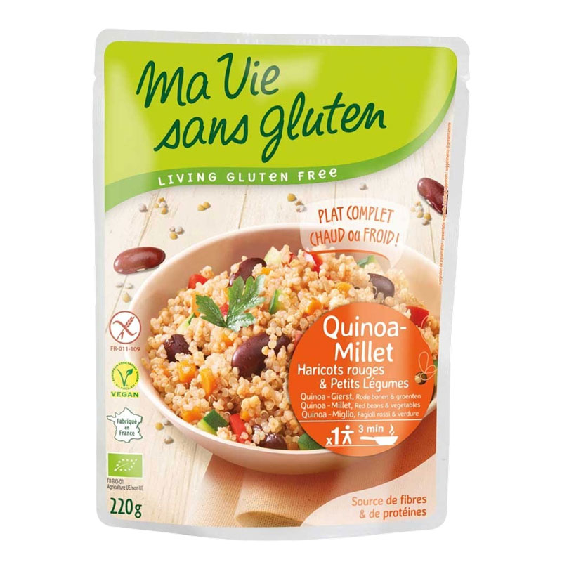 Plat cuisiné sans gluten - Quinoa, millet, haricots rouges & petits légumes - 220g