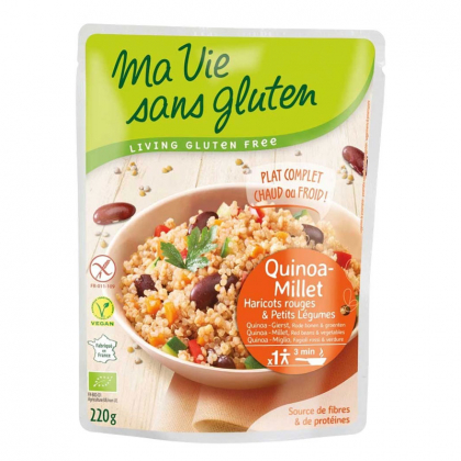 Plat cuisiné sans gluten - Quinoa, millet, haricots rouges & petits légumes - 220g