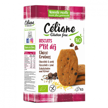 Biscuits petit déjeuner au chocolat et graines bio sans gluten - 150g