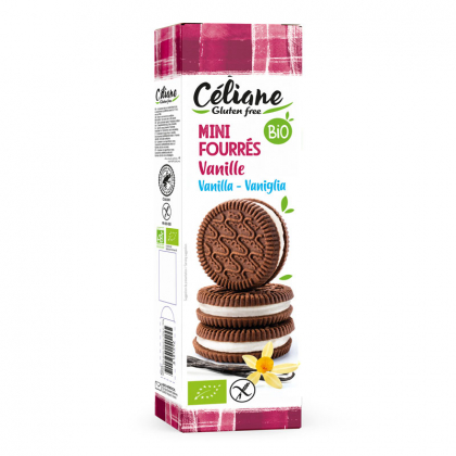 Mini biscuits fourrés à la vanille bio sans gluten - 125g