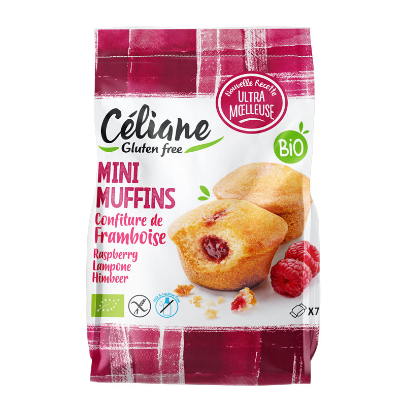 Mini muffins framboise bio sans gluten - 200g