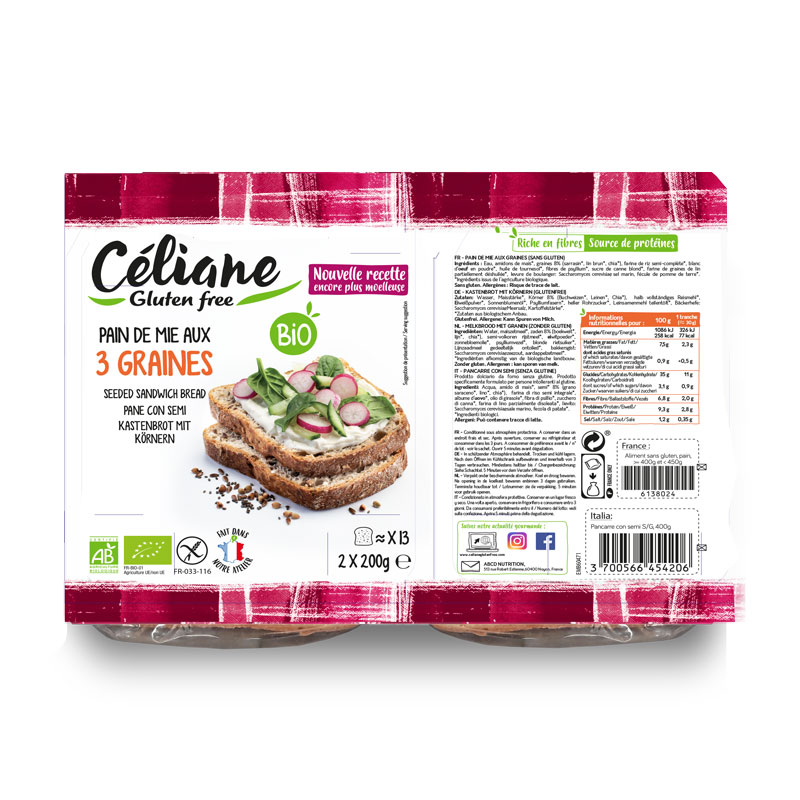 Pain de mie aux graines bio sans gluten - 400g