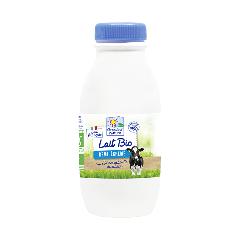 Lait de vache demi-écrémé UHT bio - 500ml