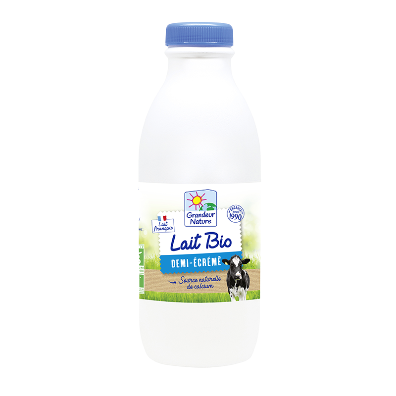 Lait de vache demi-écrémé UHT bio - 1l