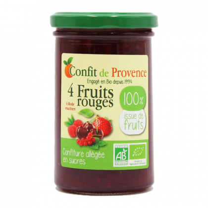 Confiture 100% fruits bio - 4 fruits rouges - 290g