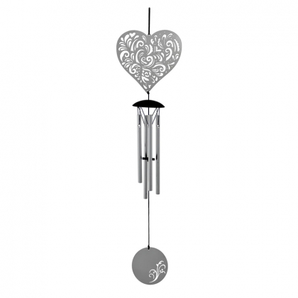 Carillon à vent Woodstock Chimes - Filigrane cœur - 46cm