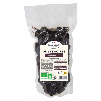 Olives noires bio au naturel - 500g