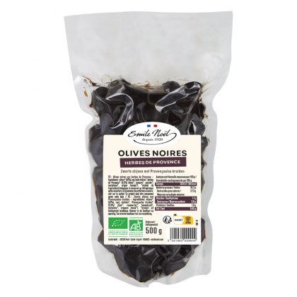 Olives noires bio aux herbes de Provence - 500g
