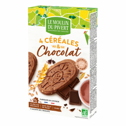 Biscuit spécial petit déjeuner - 4 céréales et chocolat bio - 190g