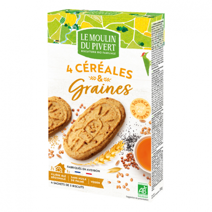 Biscuits spécial petit déjeuner - 4 céréales et graines - 190g