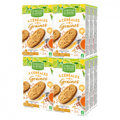 Biscuits spécial petit déjeuner - 4 céréales et graines - Lot de 12x190g