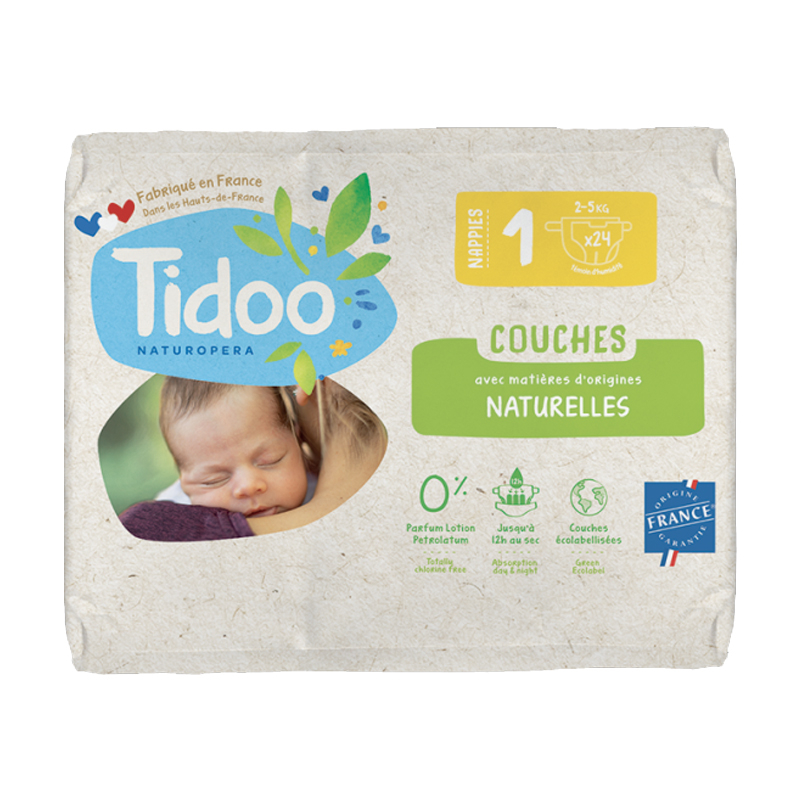 Couches écologiques - Taille 1 - 2/5 kg - Pack de 24