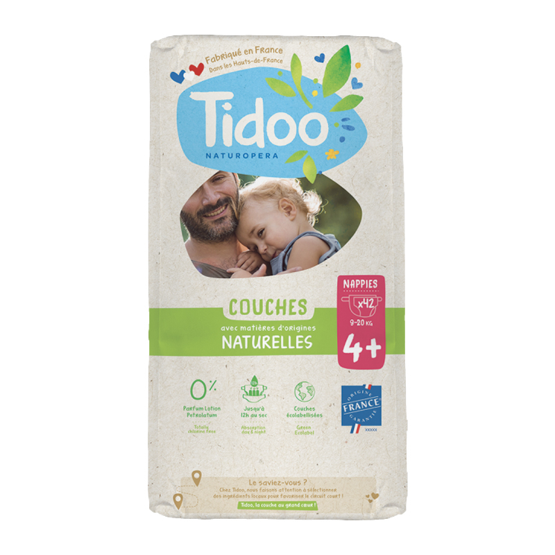 Couches écologiques - Taille 4+ - 9/20 kg - Pack de 42