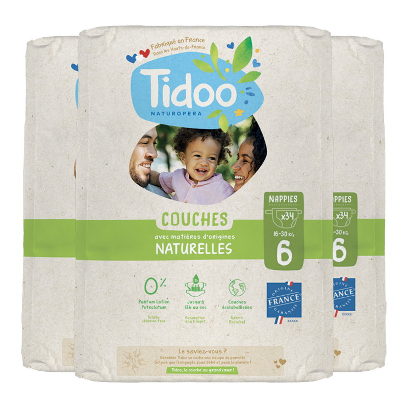 Couches écologiques - Taille 6 - 16/30 kg - Lot de 3x34