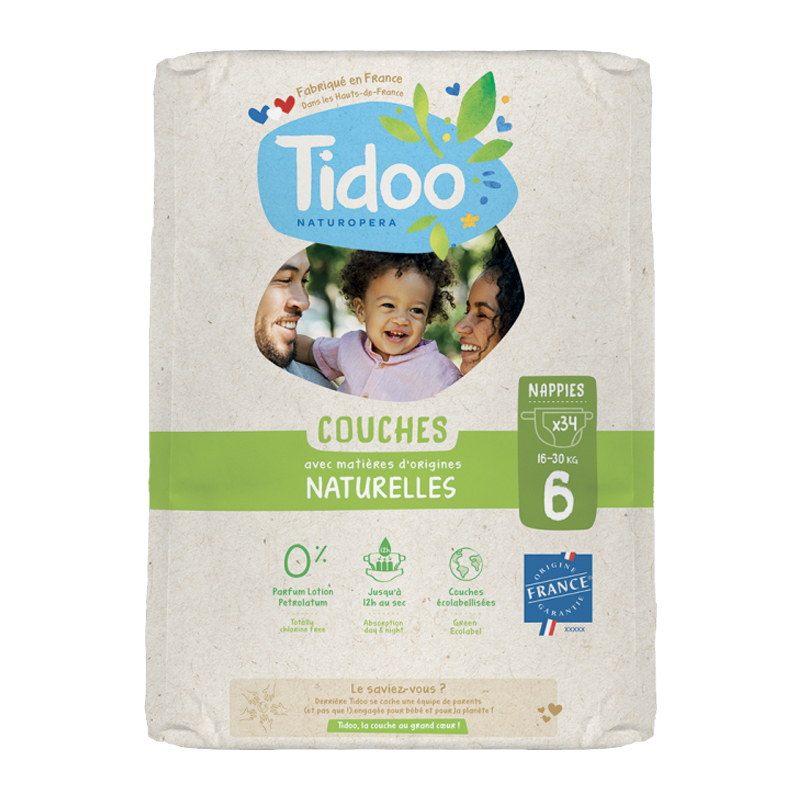 Couches écologiques - Taille 6 - 16/30 kg - Pack de 34