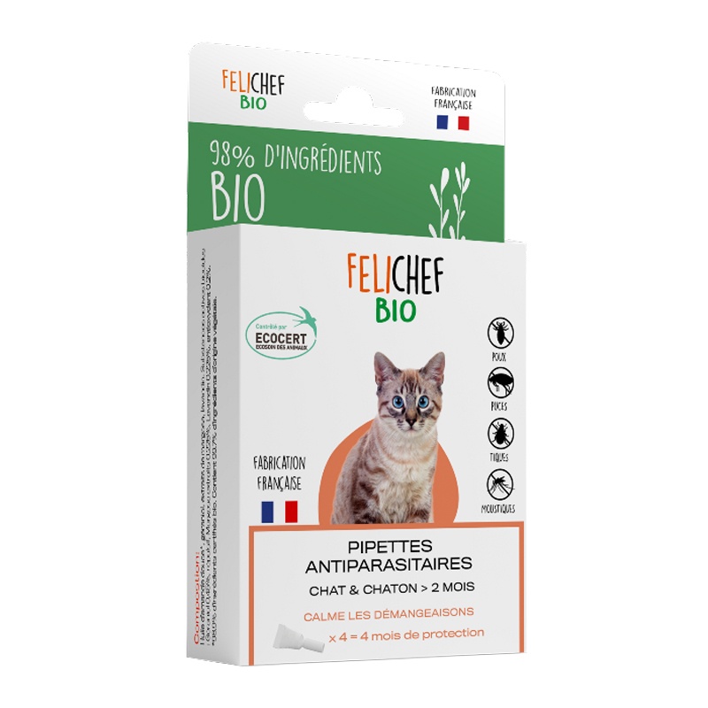 Pipette antiparasitaire chat et chaton - Boite de 4