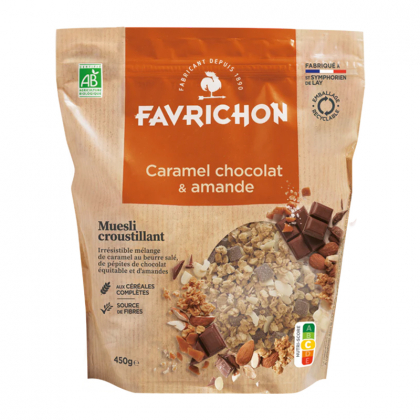 Muesli bio croustillant - Caramel, chocolat et amandes - 450g