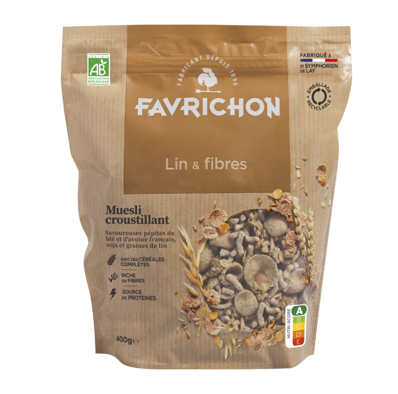 Lin Rou Rou Muesli bio croustillant - Lin et fibres - 400g | Favrichon
