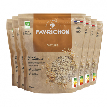 Muesli bio croustillant sans gluten - Nature - Lot de 6x500g