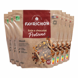 Muesli bio protéiné - Soja et chocolat - Lot de 6x450g