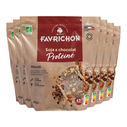 Muesli bio protéiné - Soja et chocolat - Lot de 6x450g