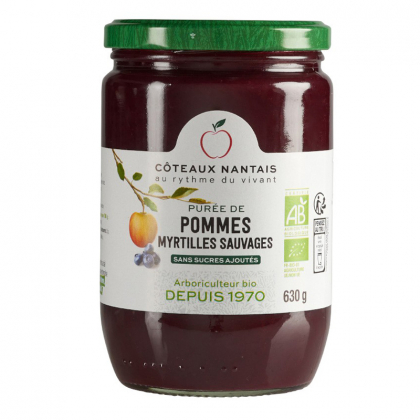 Purée de pommes et myrtilles bio - 630g