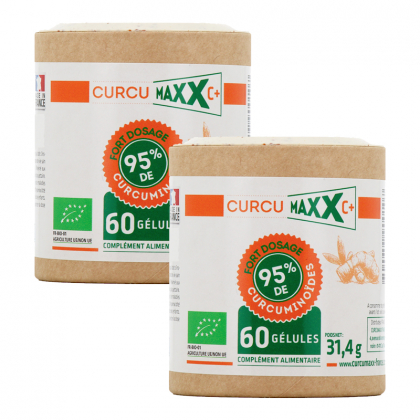 Cure 2 mois Curcumaxx C+ bio dosées à 95% - Lot de 2 boites de 60 gélules