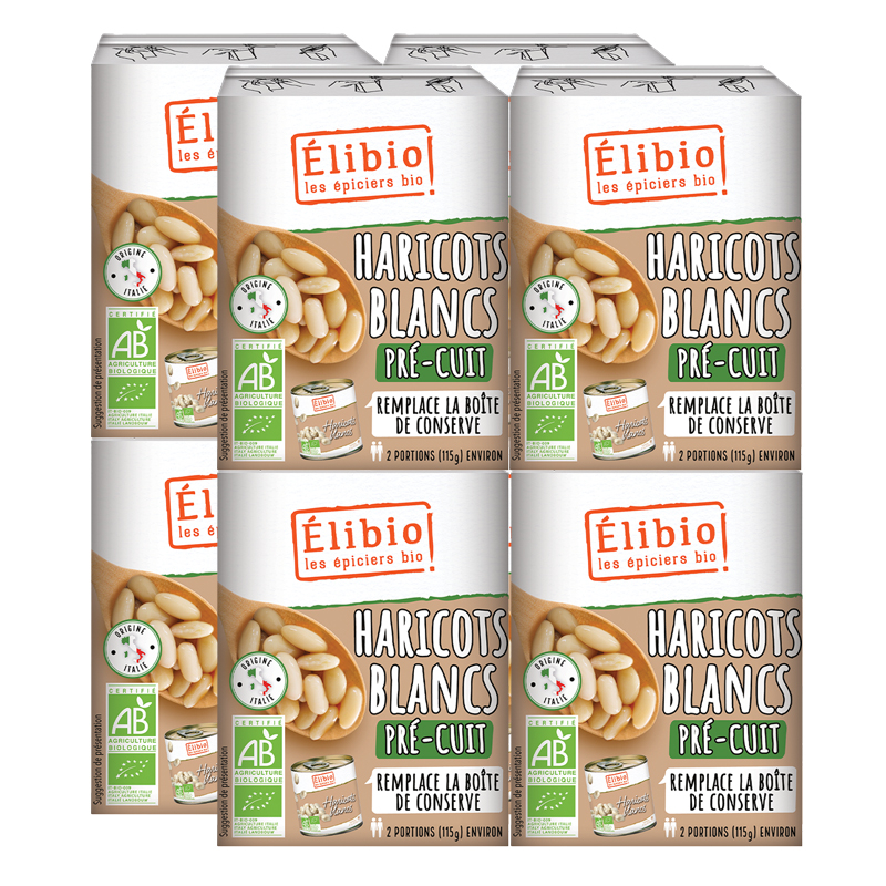 Haricots blancs bio précuits - Lot de 8x230g