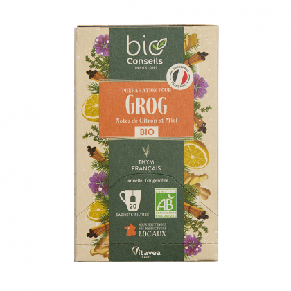 Infusion bio - Préparation pour grog - Boite de 20 sachets