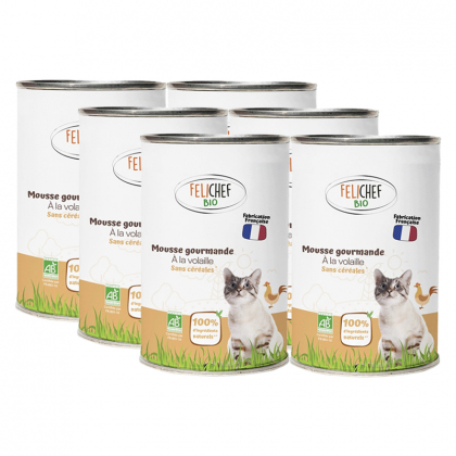 Mousses gourmandes pour chat à la volaille - Lot de 6x200g
