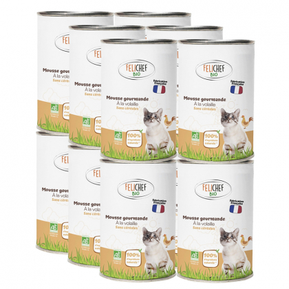Mousses gourmandes pour chat à la volaille - Lot de 12x200g