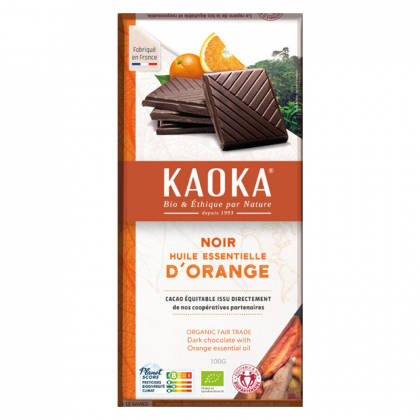 Chocolat noir 55% bio à l'huile essentielle d'orange - 100g