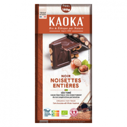Chocolat noir 66% bio aux éclats de noisettes caramélisés - São Tomé - 100g