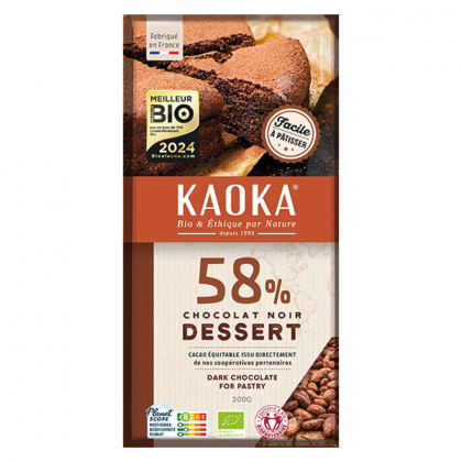 Chocolat noir 58% bio - Pâtissier - 200g