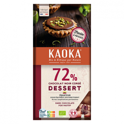 Chocolat noir corsé 72% bio - Pâtissier - 200g